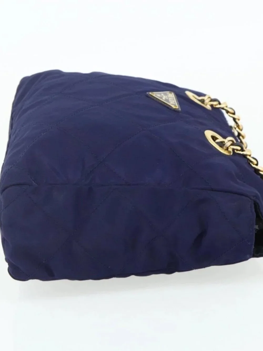 PRADA Chain Shoulder Bag Nylon Purple Gold Auth yk20261